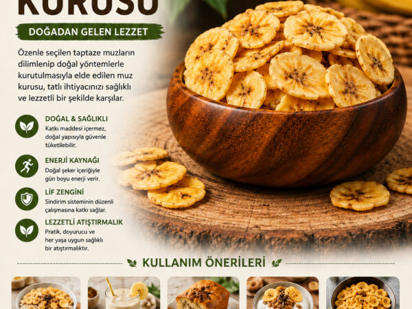 Muz Kurusu %100 Doğal Katkısız Premium Kalite Kurutulmuş Muz Dilimleri