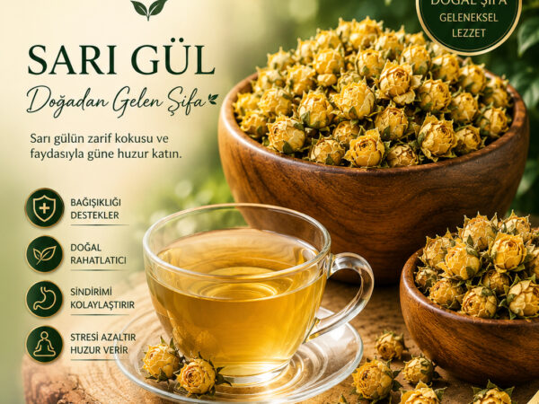Sarı Gül Kurusu %100 Doğal Gül Tomurcuğu Bitki Çayı
